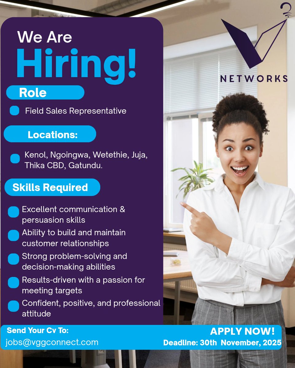 vsquared_care's tweet image. SALES AGENTS AND SALES TEAM LEADER NEEDED!!

We’re looking for passionate go-getters to join our sales team. 

Whether you&apos;re stepping into sales or stepping up into leadership, this is your chance to shine.

Send in your application. #ikokazi #TechTuesday #jobsintech #vsquared