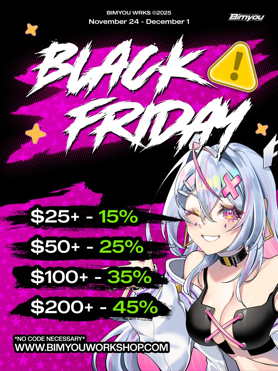 Hey there!ꉂ(˵˃ ᗜ ˂˵) 

Our biggest sale of the year is officially live! For a limited time, enjoy exclusive Black Friday deals on your favorite products. Don’t wait—once these items are gone, they’re gone! ദ്ദി(˵ •̀ ᴗ - ˵ ) ✧

bimyouworkshop.com