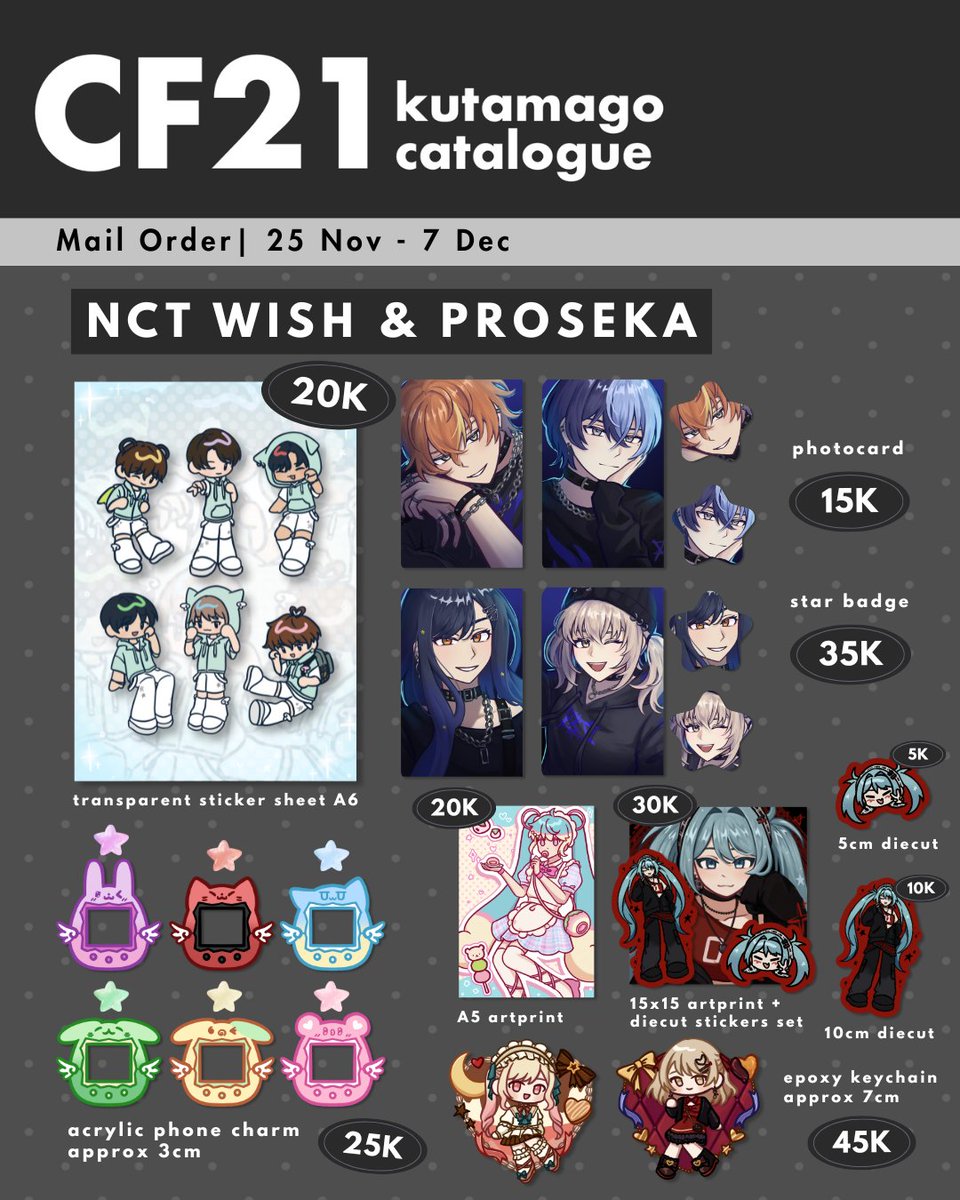 kutamago_'s tweet photo. ݁₊ ⊹ . ݁ #CF21 aftersales ₊ ⊹ . ݁

★ PO period : 25 Nov - 7 Dec
★ OC, Gintama, NCT Wish, Project Sekai, Vocaloid, Valorant, Genshin Impact
★ https://t.co/15sMncsTDF

#comifuro21 #cf21aftersales https://t.co/VYPBDelje9