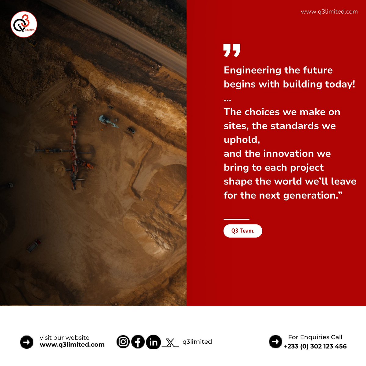 Q3CompanyLtd's tweet image. Engineering the future begins with building today!
...
“The choices we make on sites, the standards we uphold,
and the innovation we bring to each project
shape the world we’ll leave for the next generation.”

#ModernEngineers #Q3Inspires
#ModernEngineers
#CoastalEngineering