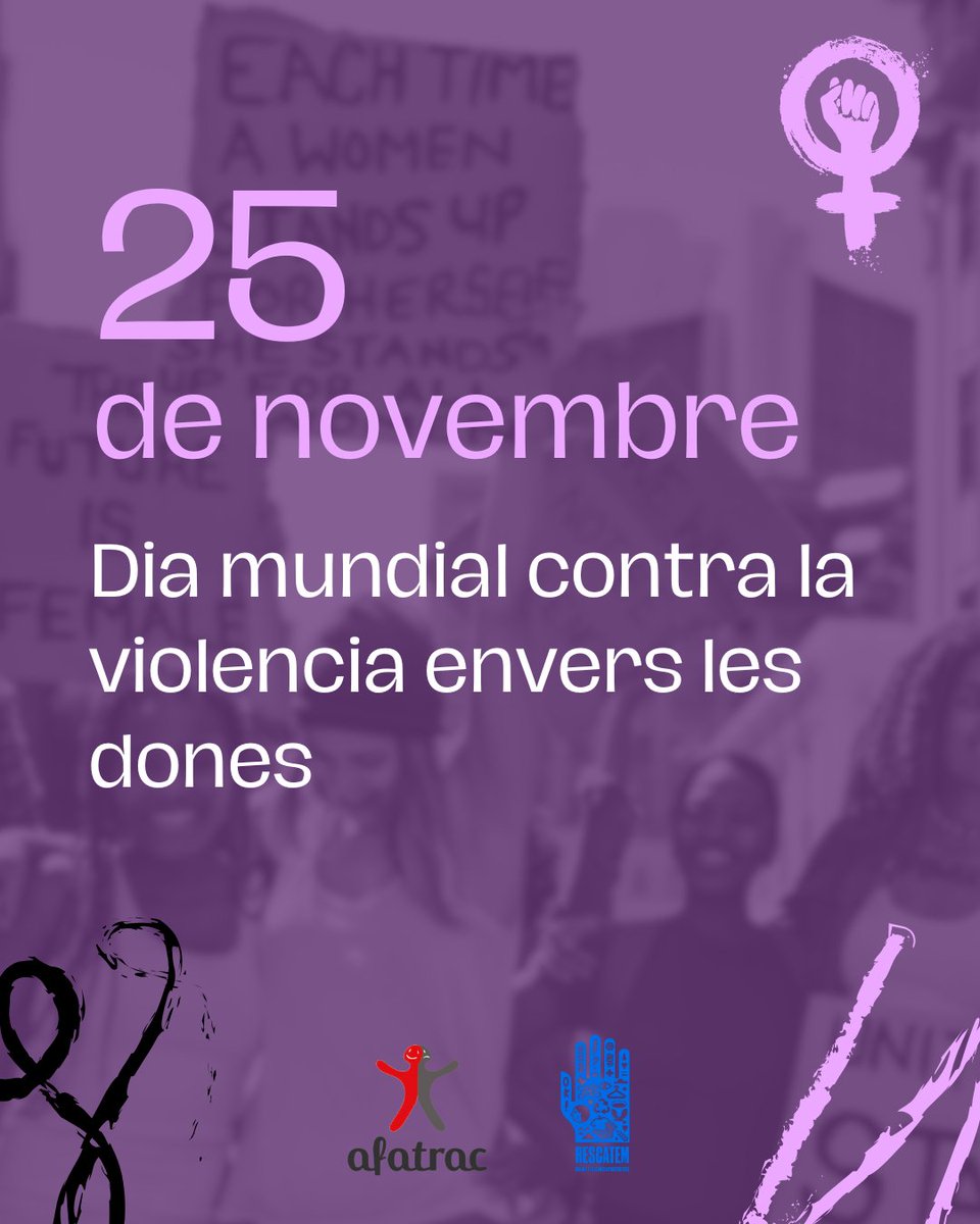 💜 Aquest 25N, AFATRAC i Rescatem reivindiquem la tolerància zero davant totes les violències masclistes.

🛑 Acompanyar, escoltar i protegir és un deure social.

✊ Ni un pas enrere: els drets de les dones són irrenunciables.

#25N #ProuViolènciesMasclistes #NiUnaMenys