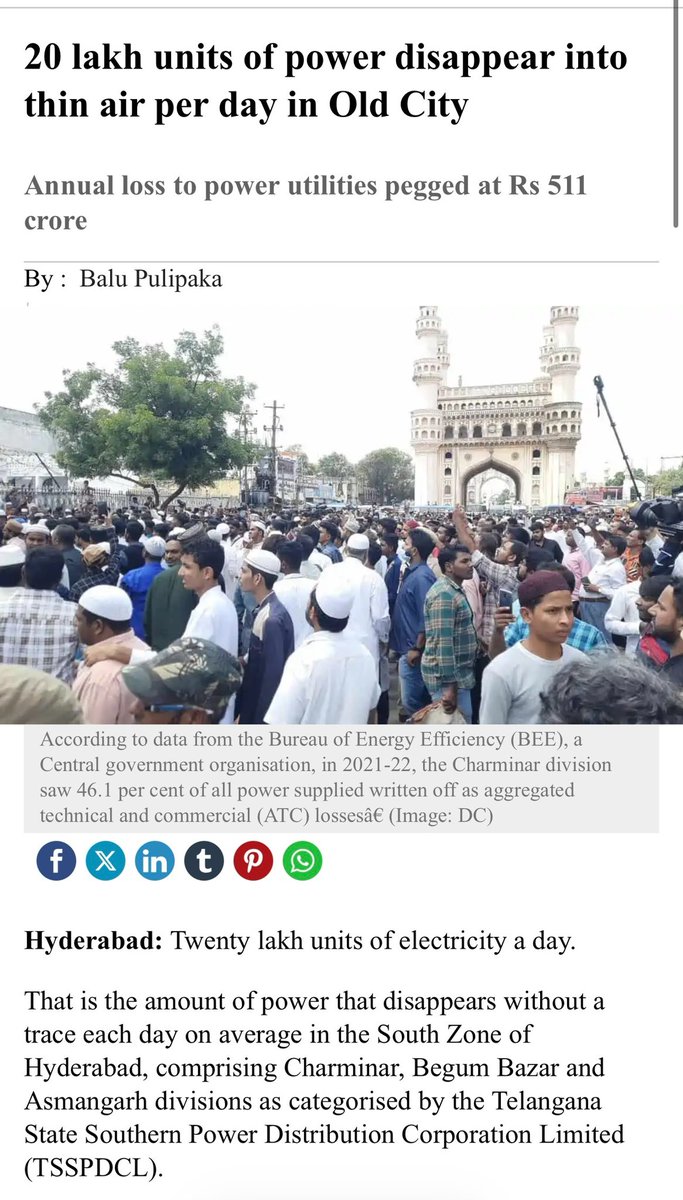 BackupBrainy's tweet image. Muslims are stealing 511 crores of electricity per day.. just in Hyderabad city.. 

But this old city mulla intellectual is worried about paper ad 🫠
