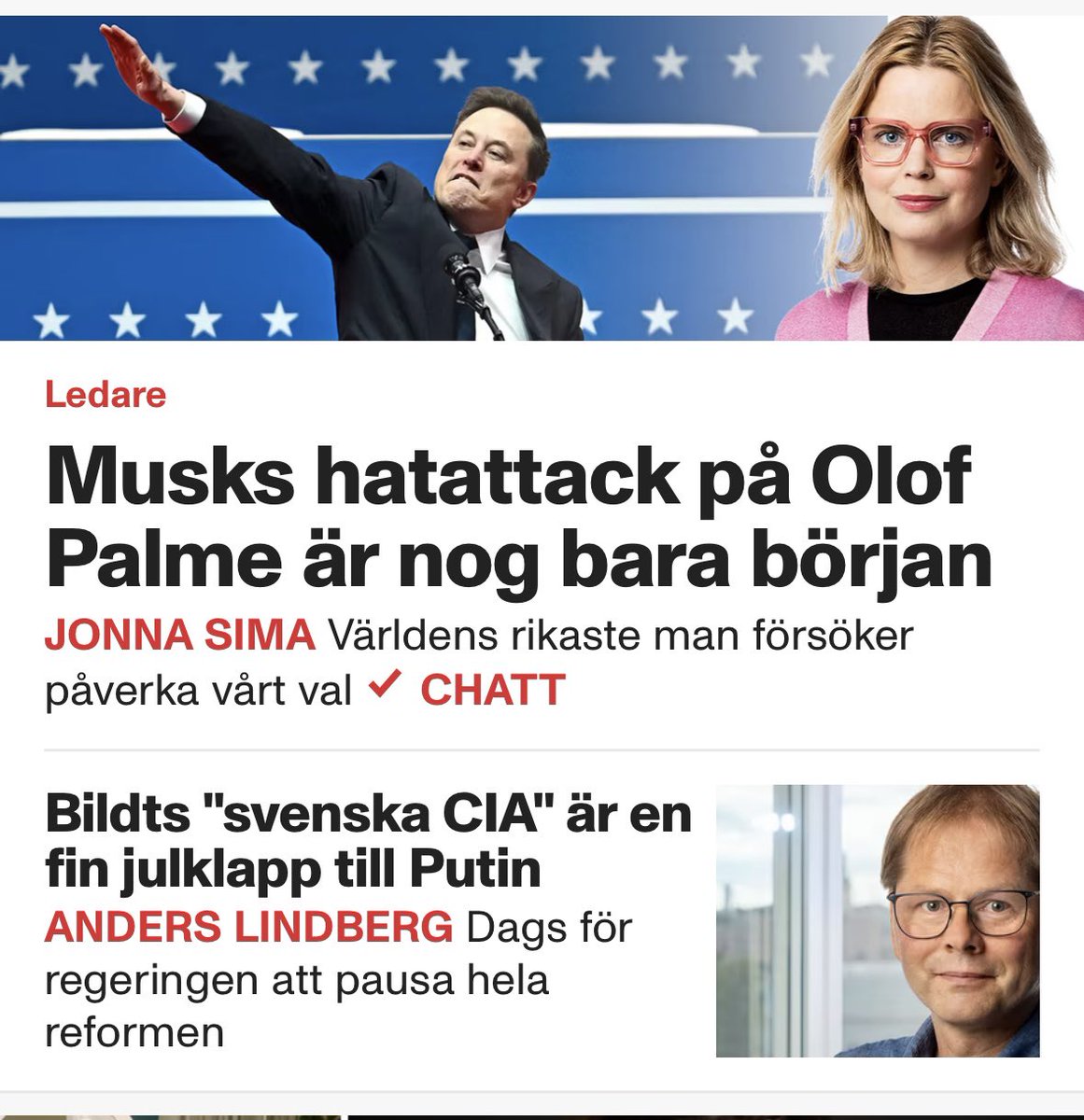 mr_engstrom's tweet image. Ironin ändå när Sveriges största kvällstidning @Aftonbladet skriver att Musk försöker påverka vårt val. Är det inte precis det som de här två sysslar med? Dagligen och får betalt för.