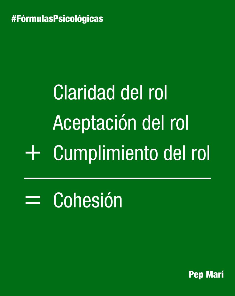 pepmari4's tweet image. Si logras que cada una de las personas a tu cargo tenga claro qué debe hacer, lo acepte y lo haga, te pongo un 10, como líder.
#FórmulasPsicológicas