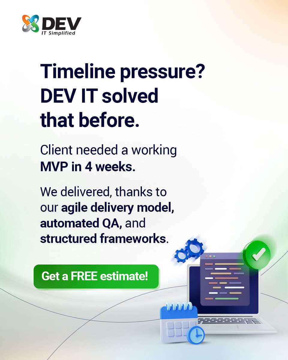DEVITPL's tweet image. We don’t rush at the end. We move fast from day one. Small steps. Early tests. Structured delivery. 

That’s how we built an MVP in 4 weeks with full quality.

🚀 Want the same? Get a free estimate. shorturl.at/umS19

#FastDelivery #MVP #AgileTech #DEVIT