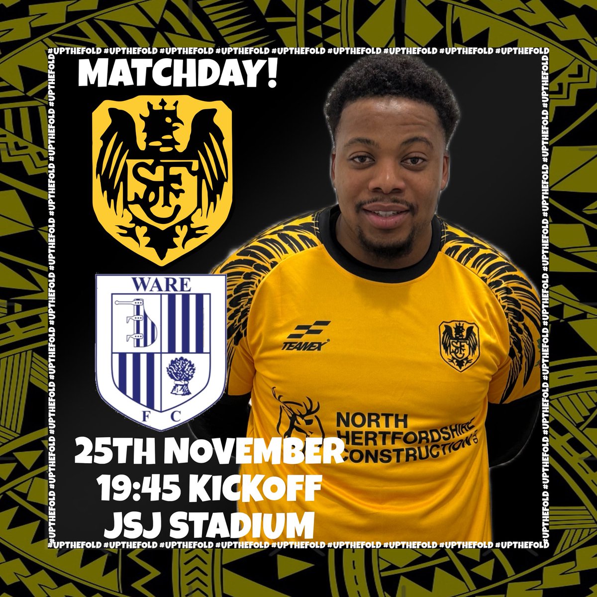 ITS MATCHDAYYY!!!

🆚 <a href="/Ware_FC/">Ware FC</a> 
🕒 15:00 KO
📍 JSJ Stadium – SG5 4HE
🎟️ Adults – £10 | Concession – £7
🎟️ 12–17 – £3
🎟️ U12 – £2 (U12 accompanied by paying adult)
🎟️ U5 – Free
📖 stotfoldfc.co.uk/clubdocuments.…