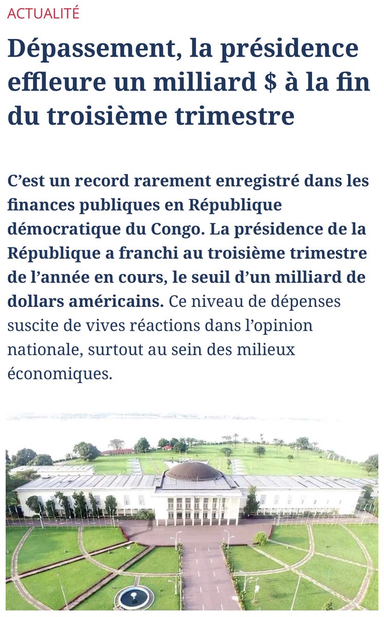 LubayaClaudel's tweet image. #RDC 
Au voleur !
Près d&apos;un milliard de dollars spoliés par la Présidence en neuf mois 

Pendant que le pays s’enfonce dans la pauvreté, l’insécurité et un chômage endémique, la Présidence de la république dilapide près d’un milliard de dollars en moins d’un an. C’est délictuel,…