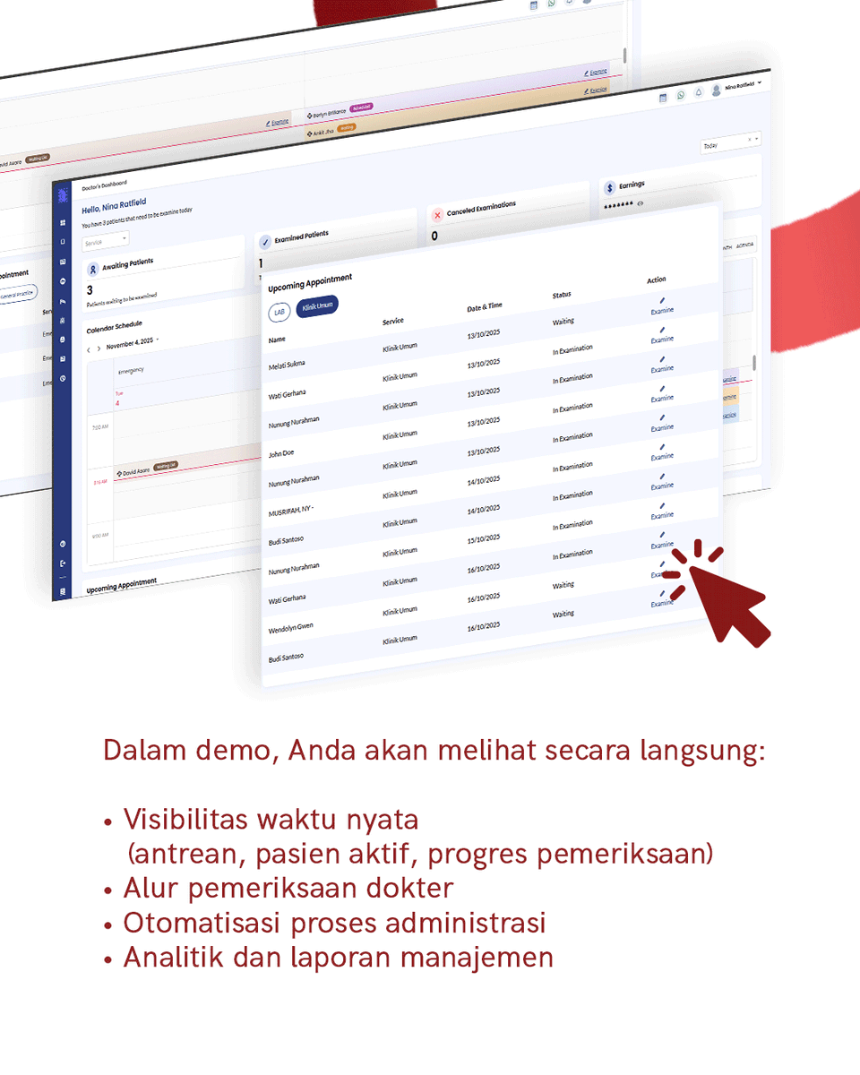 KsatriaMedical's tweet photo. Di sesi demo, Anda akan melihat:
• Antrean &amp; status pasien otomatis
• Dasbor Dokter real-time
• Administrasi lebih cepat &amp; minim error
• Integrasi BPJS &amp; IHS mulus
Lihat performanya — langsung dari sistemnya.
 Ajukan Demo Online sekarang. https://t.co/WYvADJDQgH