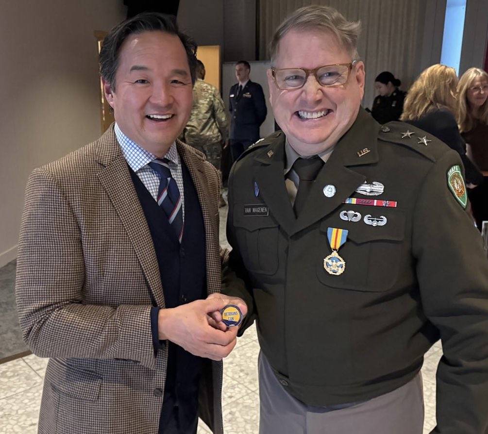 Yesterday our US Veteran LO <a href="/LeeFennema/">Lee Fennema</a> attended MG Matthew Van Wagenen retirement at <a href="/SHAPE_NATO/">SHAPE - NATO Allied Command Operations</a>.
After the ceremony Lee presented MG VW his Veterans Can… membership coin making him the newest member - thus continuing our growth &amp; connection of the global Veteran community