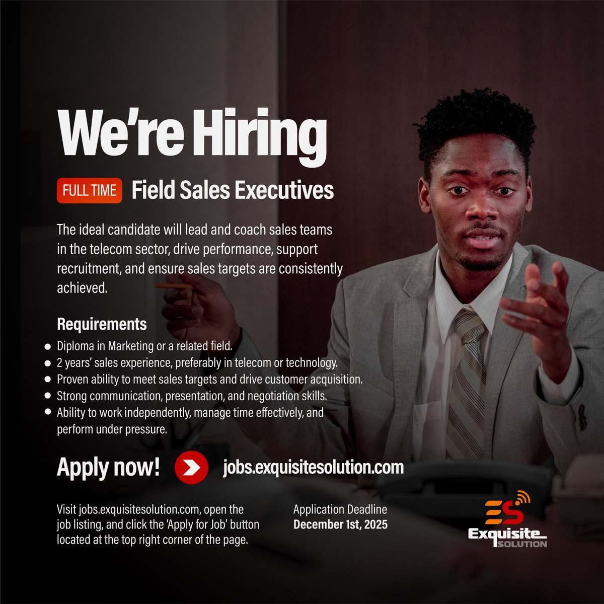 ExquisiteUganda's tweet image. We’re recruiting Field Sales Executives to support one of our clients in the telecom space. The role is hands-on and customer-facing, with a strong focus on building relationships, driving growth, and helping more people access reliable internet services.

Apply here:…