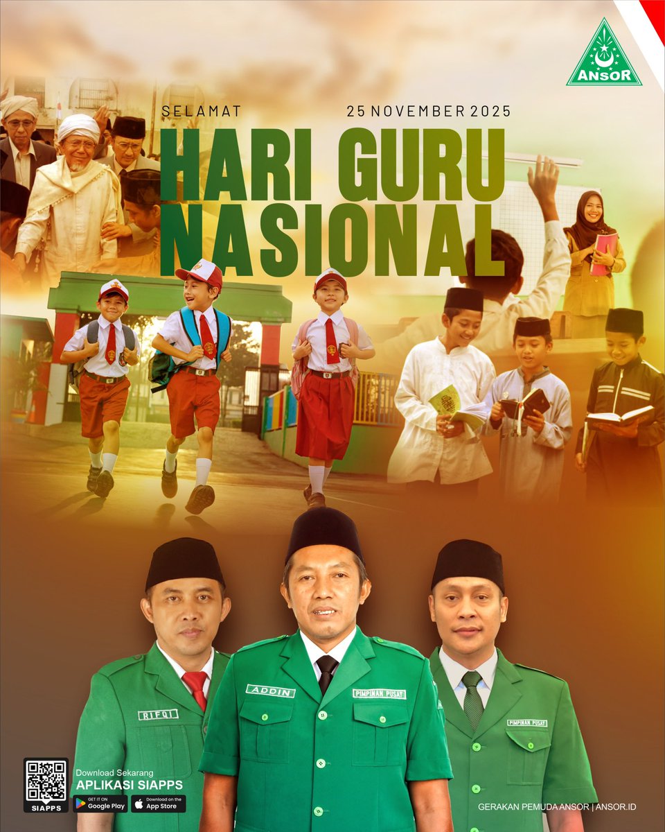 Official_Ansor's tweet image. Guru, darimu mengalir deras ilmu pada kami. Ilmu yang menuntun kami mengarungi samudra kehidupan. Di bangku sekolah, sorogan, langgar-langgar kecil di pesantren, ilmu dan teladan adab terpatri dalam sanubari. 

Semoga ilmu yang engkau berikan menjadi amal jariyah, menjadi ibadah…