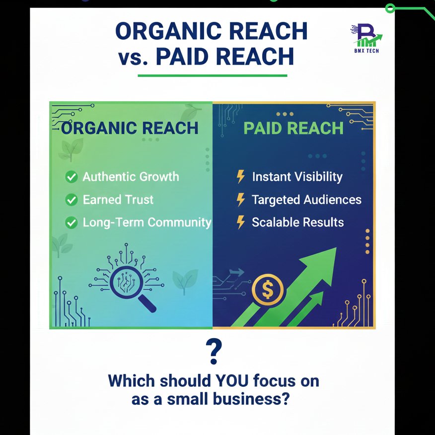 BmxtechSolution's tweet image. Organic Reach vs. Paid Reach: The Ultimate Showdown for Small Businesses! 👇 Which one deserves your focus? Let&apos;s dive deep into #DigitalMarketing and find out! 

#SmallBiz #MarketingTips #BusinessGrowth #Naijatwitter