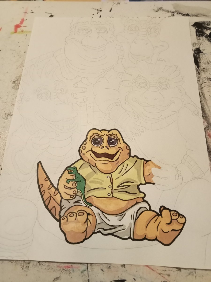 ManInPaintUK's tweet image. PUTTING SOME early morning work in my piece based on #DinosaursTVShow. I&apos;m happy how it&apos;s shaping up 🤩🎨📺🦖🌋 #WorkInProgress 

#artistsonx #maninpaint #80sbaby #geek #geekartist #geekart #proudgeek #retrogeek #geeklife #popculture #popcultureart #artcommunity #art