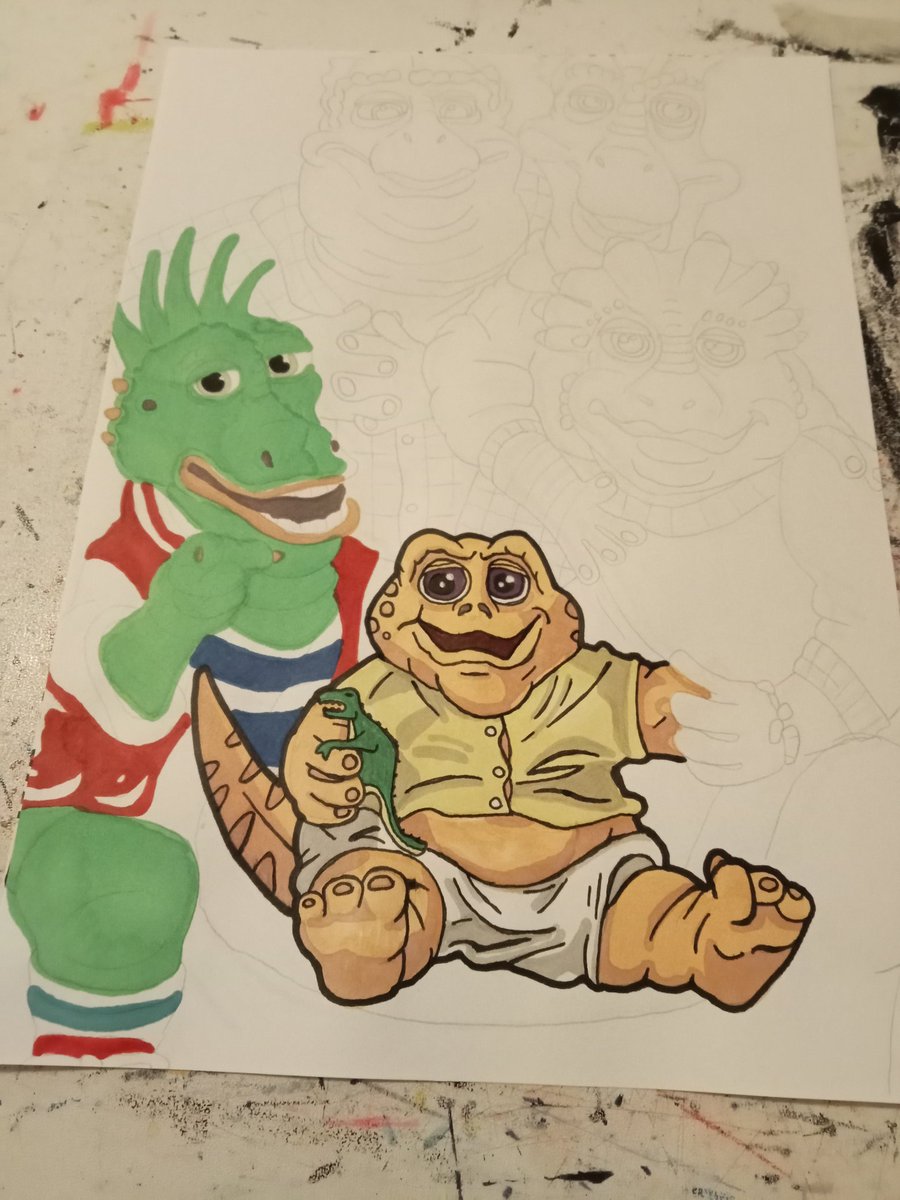 ManInPaintUK's tweet image. PUTTING SOME early morning work in my piece based on #DinosaursTVShow. I&apos;m happy how it&apos;s shaping up 🤩🎨📺🦖🌋 #WorkInProgress 

#artistsonx #maninpaint #80sbaby #geek #geekartist #geekart #proudgeek #retrogeek #geeklife #popculture #popcultureart #artcommunity #art