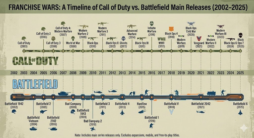 Call of Duty fatigue is a thing. 22 Titles vs 14, and COD started 1 year after Battlefield. Should Call of Duty be Free to Play?