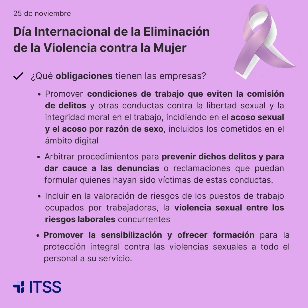 ITSS_INSPECCION's tweet image. ♀️ Este #25N nos sumamos a la condena de las diversas manifestaciones de la violencia contra las mujeres. 

📢La ITSS tiene entre sus prioridades la lucha contra el acoso sexual y el acoso por razón de sexo en el entorno laboral.

👇  Te lo contamos aquí: