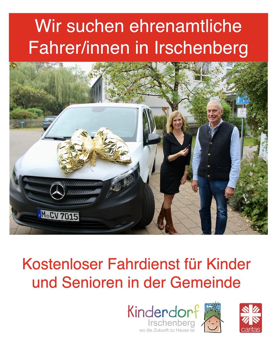 Wir suchen gemeinsam mit der Gemeinde Irschenberg ehrenamtliche Fahrer für unseren gespendeten Bus.
Damit sollen unsere Mädchen und Jungen befördert werden. Zum Sport, zur Ausbildungsstelle, zu Freunden, zum Einkaufen, zur Fahrschule - wichtig ist uns, dass sie mobiler sind.