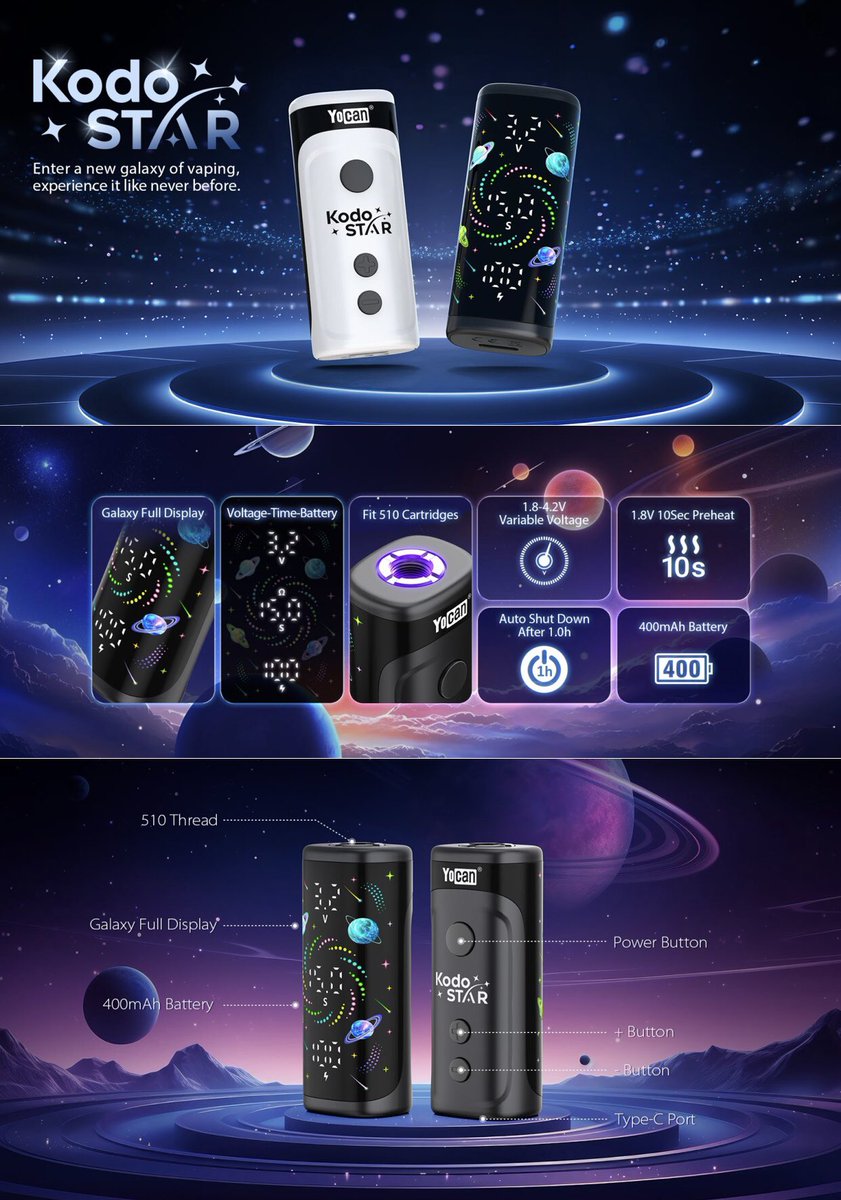 Gekiyasuitiba42's tweet image. 🎁キラキラデバイスプレゼント🎁

あなたの相棒になるデバイス🌈
Yocan Kodo Star 510 400mah

🩵水色と🟣紫色を1名ずつプレゼントにゃ🎁

🔻参加方法🔻
このツイートをリツイート♻️
このアカウントをフォロー🤝
コメントで当選率アップ⤴️⤴️

期間12月２日〆切🌕
mageneko.com