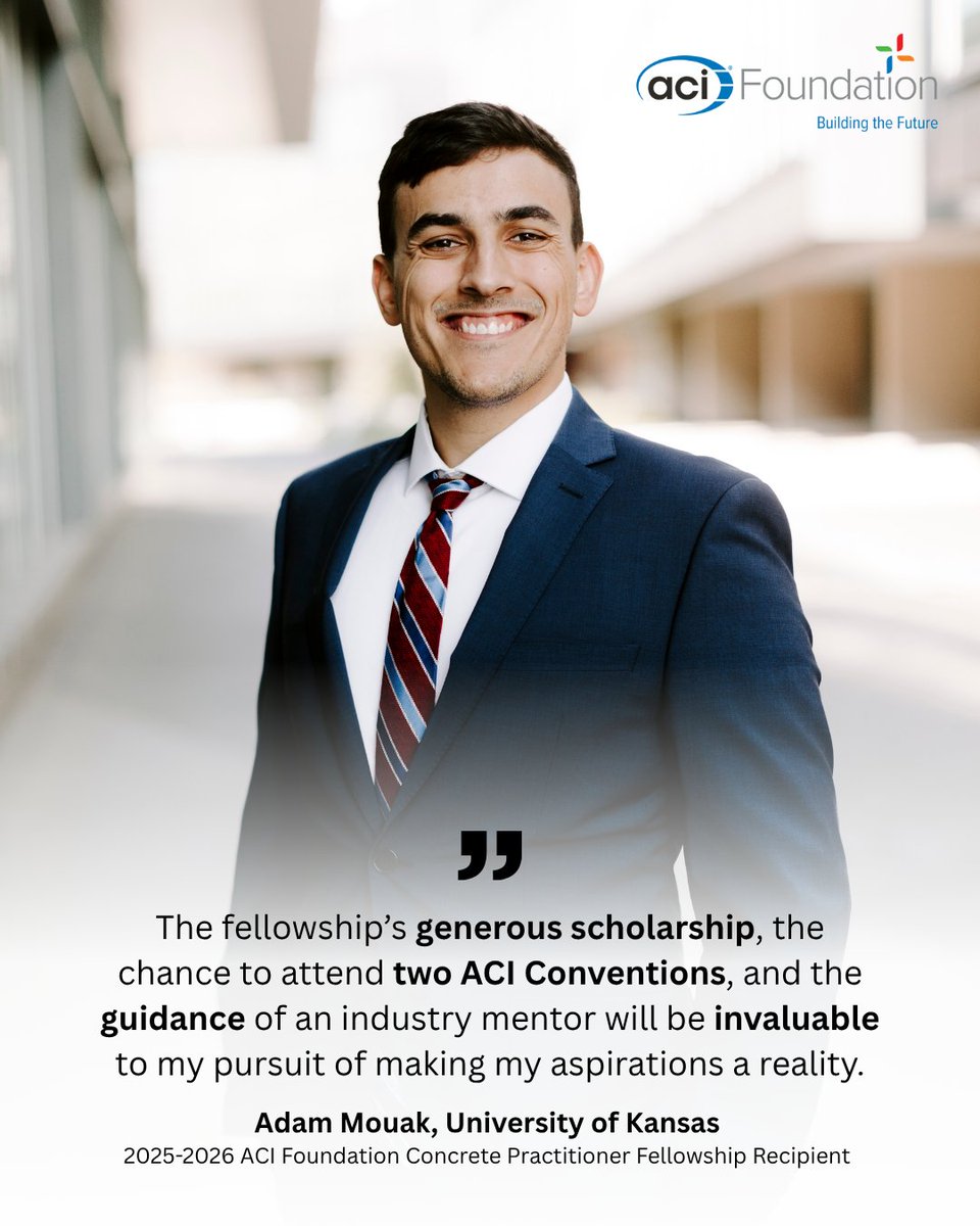 Help the <a href="/ACIFoundation/">ACI Foundation</a> support the next generation of leaders in the concrete industry. Its fellowships offer students mentorship, financial aid, and opportunities to turn their academic vision into a professional reality. Learn more: acifoundation.org/scholarships.a…