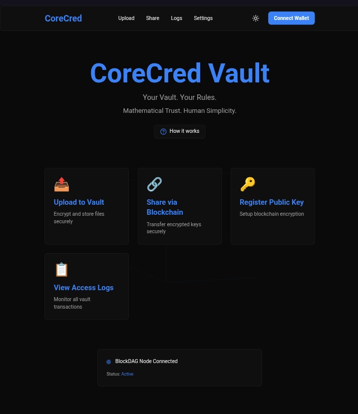 Majestic_Crypt's tweet image. 🚀 Working on CoreCred Vault - a secure Web3 file-sharing tool
Here’s a quick look at the frontend I built 👇

If you need a clean, responsive UI for your Web3 app (React/Next.js), I’m open for projects.
📩 DM to build.

#Web3Developer #FrontendDev #Nextjs #Reactjs #BlockchainDev