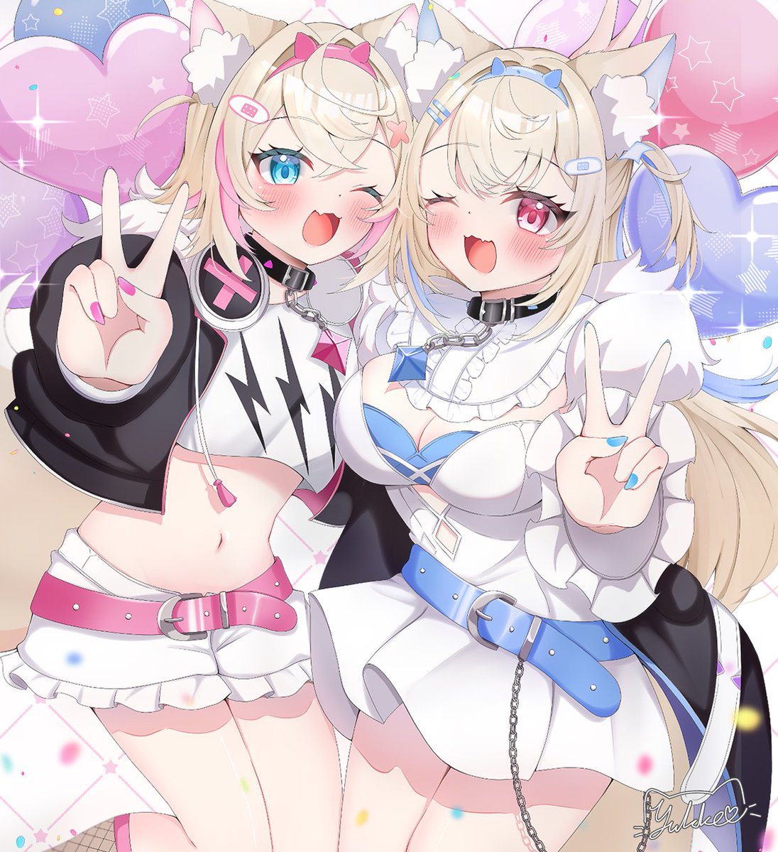 yukkenya's tweet image. スーパーウルトラキュートな双子🩵🩷🐾
 #いい双子の日　#FWMCpix