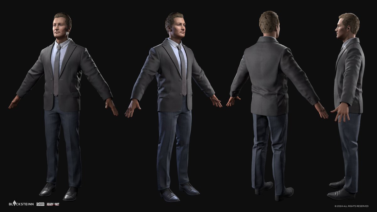Blacksteinn's tweet image. Office worker model we created for Ready or Not

We&apos;re moving away from fantasy attire and switching to something more down-to-earth.

#ReadyorNot #VoidInteractive #GameDevelopment #3DArt #organicmodeling #characters #costumedesign #characterdesign #office #clothes
