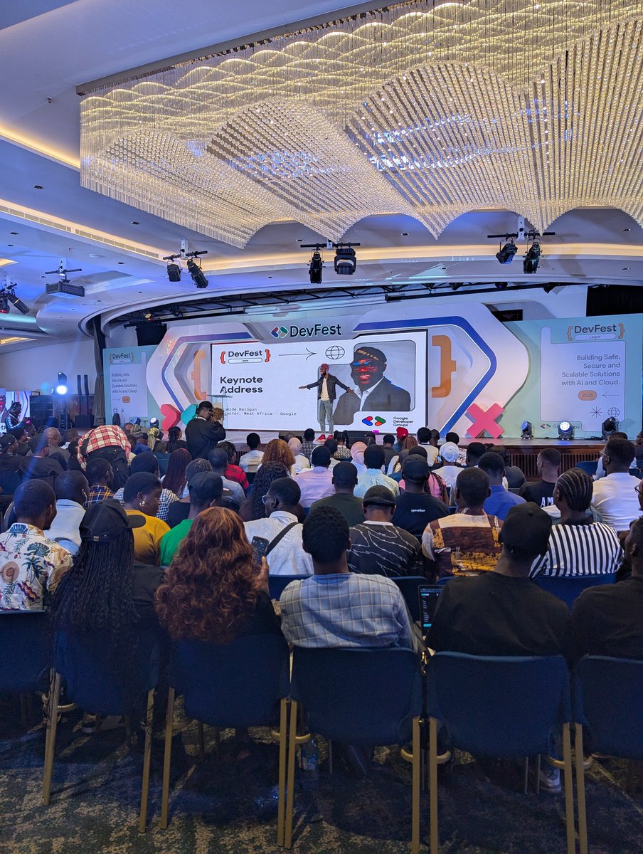 AhmzyJazzy's tweet image. My view at the banquet hall. Excellent keynotes and speaker led session from Olumide Balogun (Director West Africa Google) on Keynote, Chuka Ofili (GDE cloud) on Outsource Knowledge, Protect reasoning, and Odun of Piggyvest on Building for Billions
#devfestlagos #devfest2025