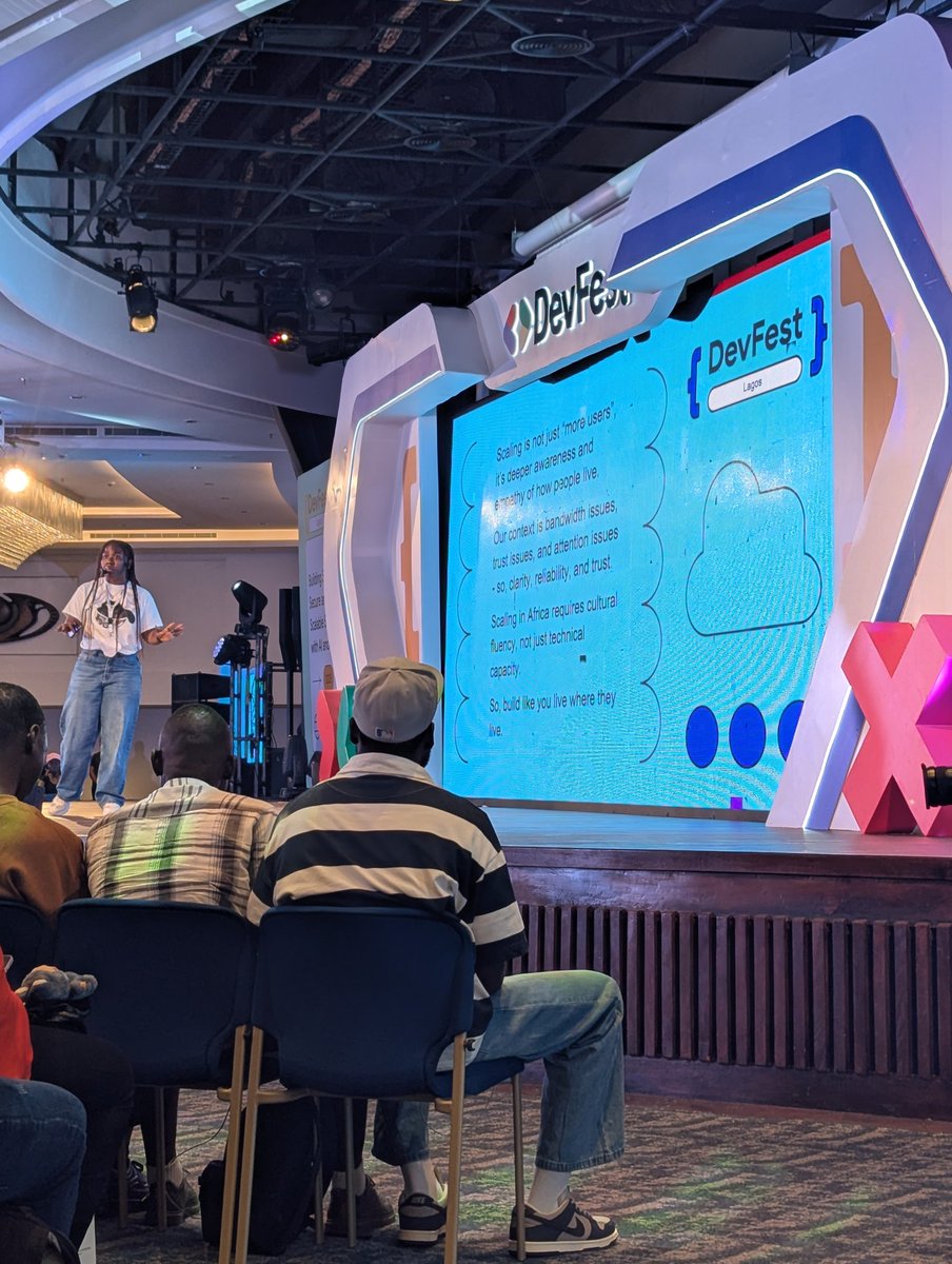 AhmzyJazzy's tweet image. My view at the banquet hall. Excellent keynotes and speaker led session from Olumide Balogun (Director West Africa Google) on Keynote, Chuka Ofili (GDE cloud) on Outsource Knowledge, Protect reasoning, and Odun of Piggyvest on Building for Billions
#devfestlagos #devfest2025