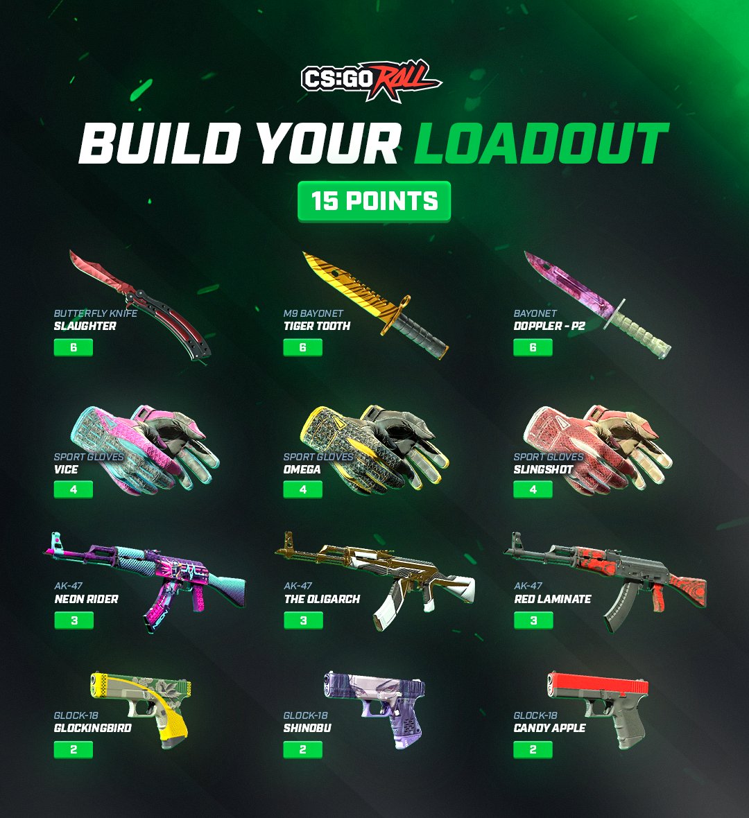 CSGORoll's tweet image. Build your CS2 loadout!

Drop your ID below, best one wins some coins💰
