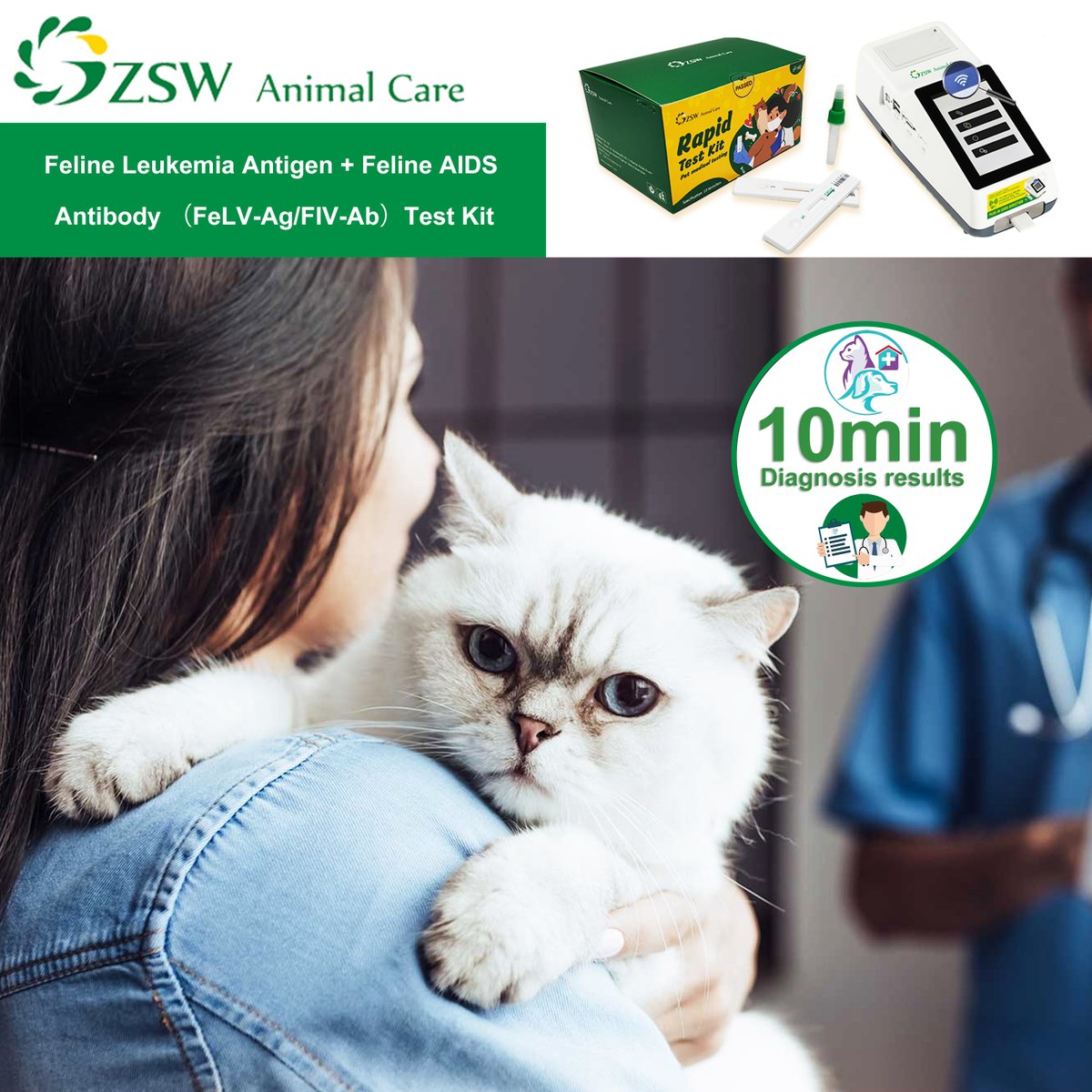 The Feline Leukemia Antigen (FeLV-Ag) and Feline AIDS Antibody (FIV-Ab) tests not only help in the early diagnosis and intervention of the disease, but also assess the overall health of the cat and prevent the spread and transmission of the disease.
#vet #petmedical