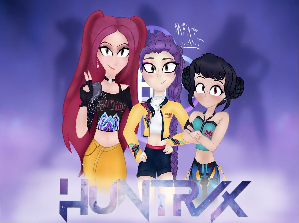 DaMiniCast's tweet image. #kpopdemonhuntersfanart heyoo so I finally got done with this! I did the huntrixx gang in my style. I love how this turned out! Hope you like it too! Also remember that my comms are open! Comment if u want more and I’ll show u how it’s dun dun done!