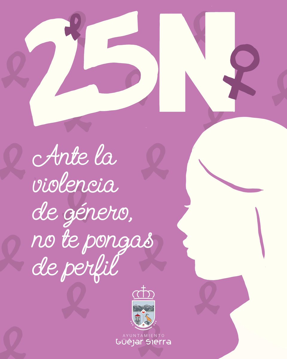 💜 Este 25N, desde el Ayuntamiento de Güéjar Sierra recordamos que la violencia contra las mujeres es una lacra social que nos concierne a todos.

No te pongas de perfil. Escucha. Apoya. Actúa.