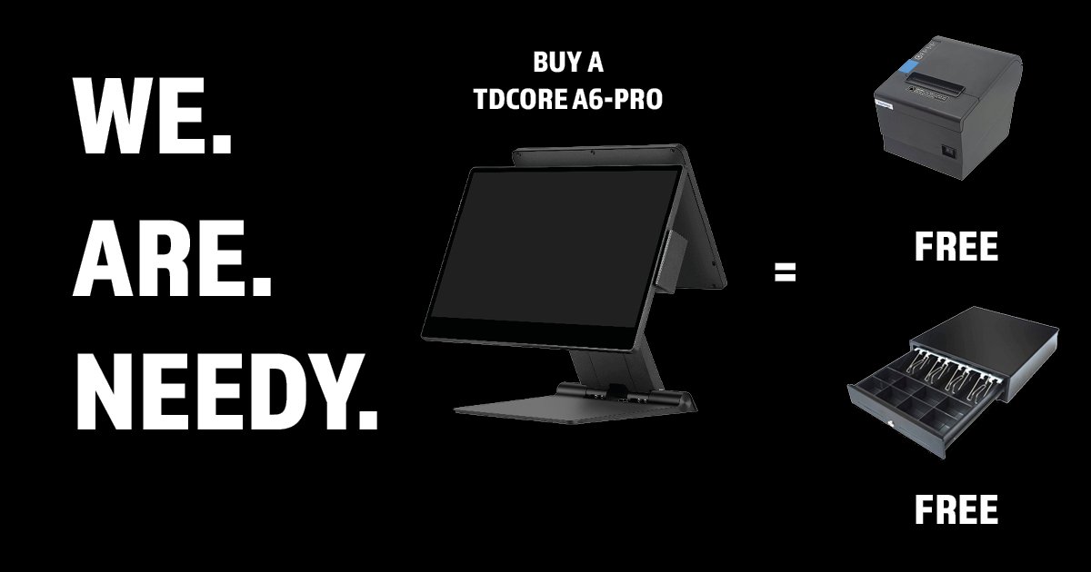 TILLSDIRECT's tweet image. Yes, yes, I know we’ve jumped on the ‘Black Friday Band Wagon’.

Don’t judge us. We’re needy.

Take advantage…

All week buy a TDCORE A6-PRO and you get...

🔵 A FREE triple interface printer
🔵 A FREE cash drawer

(Monday 24th November - Friday 28th November)

🤑🤑🤑

#EPOS