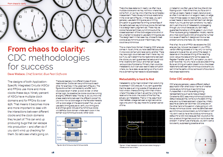 ATaylorFPGA's tweet image. Clock Domain Cross can be a challenge in many designs, especially in modern designs with lots of AXI.

Dave Wallace, the Chief Scientist at Blue Pearl Software wrote an excellent article about address this challenge in the FPGA Horizons Journal. Check it out…