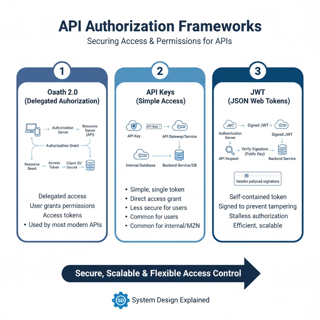 e_opore's tweet image. API Authorization Frameworks

Controlling What Users Are Allowed to Do in Your API

1. Role-Based Access Control (RBAC)

→ Definition
✓ Access is granted based on predefined roles such as admin, editor, or viewer.

→ How It Works
✓ Users are assigned roles.
✓ Roles determine…