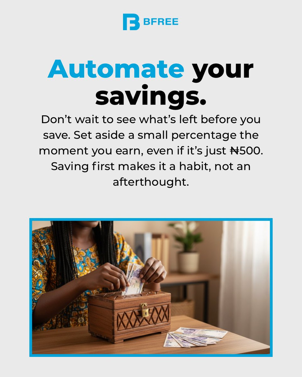 bfree_global's tweet image. #BFREE #FinancialFreedom #financialeducation #SavingsTips #MoneyHabits #SmartSaving #PersonalFinance #DebtEducation #FinancialWellness