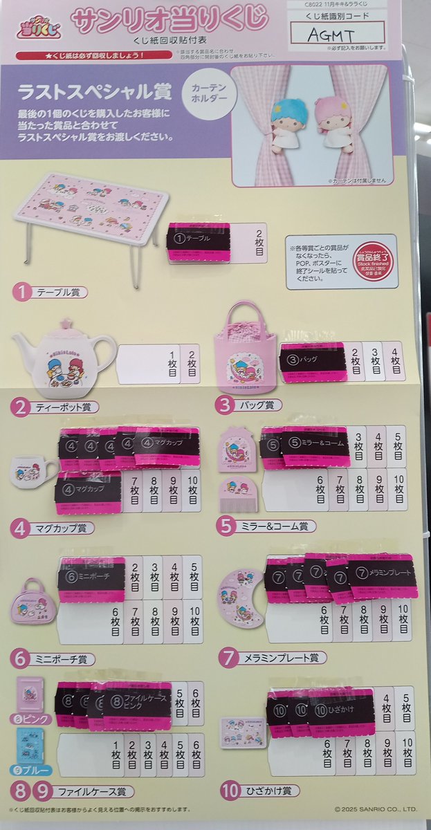 キキララ 一番くじ テーブル キキララ 当たりくじ 1番くじ テーブル