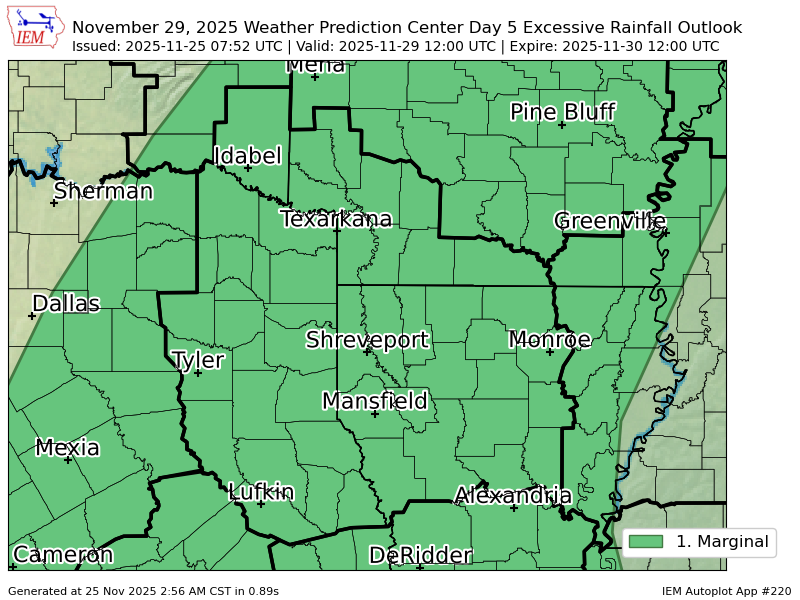 iembot_shv's tweet image. WPC issues Day 5 Marginal Risk Excessive Rainfall Outlook at Nov 25, 7:52z for SHV wpc.ncep.noaa.gov/qpf/excessive_…