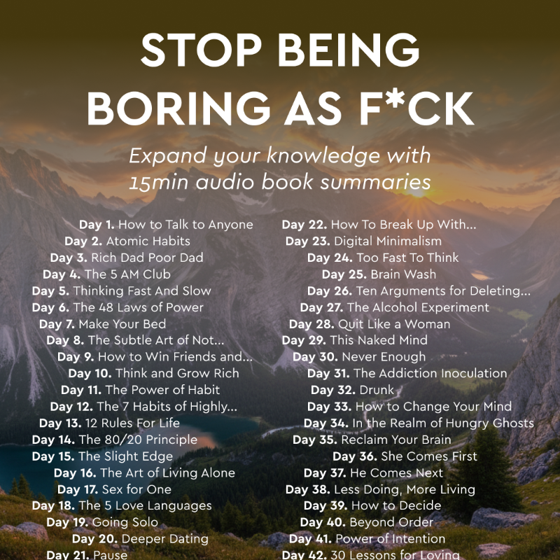 blinkist's tweet photo. Thousands use Blinkist to stop being boring as f*ck. I tried it to see if it actually works.