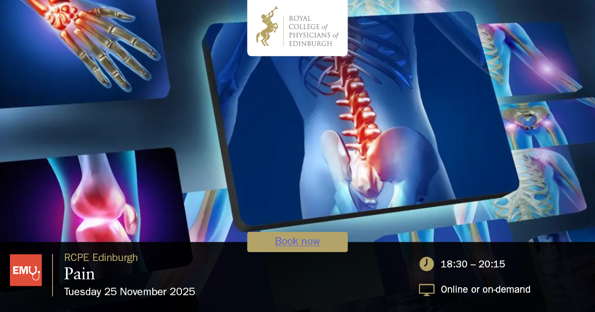 There’s still time to register for our Evening Medical Update – Pain on 25 November. Book by 25 Nov to be able to watch live or catch-up at your convenience for up to 28 days following the original broadcast: rcpe.ac.uk/events/pain #rcpeEMU