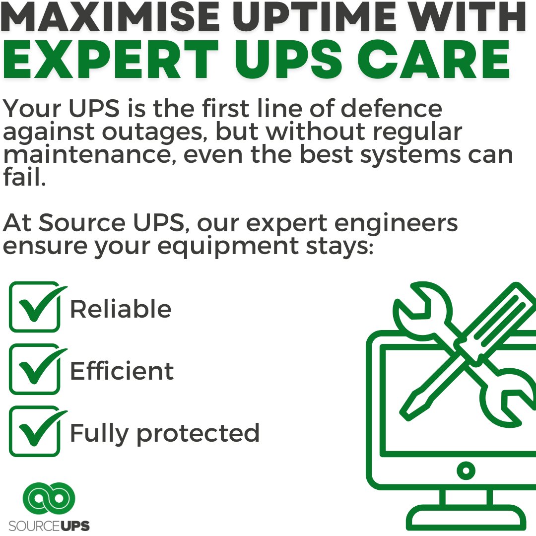 SourceUPSLtd's tweet image. Your UPS is only as strong as its maintenance ⚡
Our engineers keep your system reliable, efficient and protected from downtime 🛠️
Learn more: sourceups.co.uk
#UPS #PowerProtection #SourceUPS