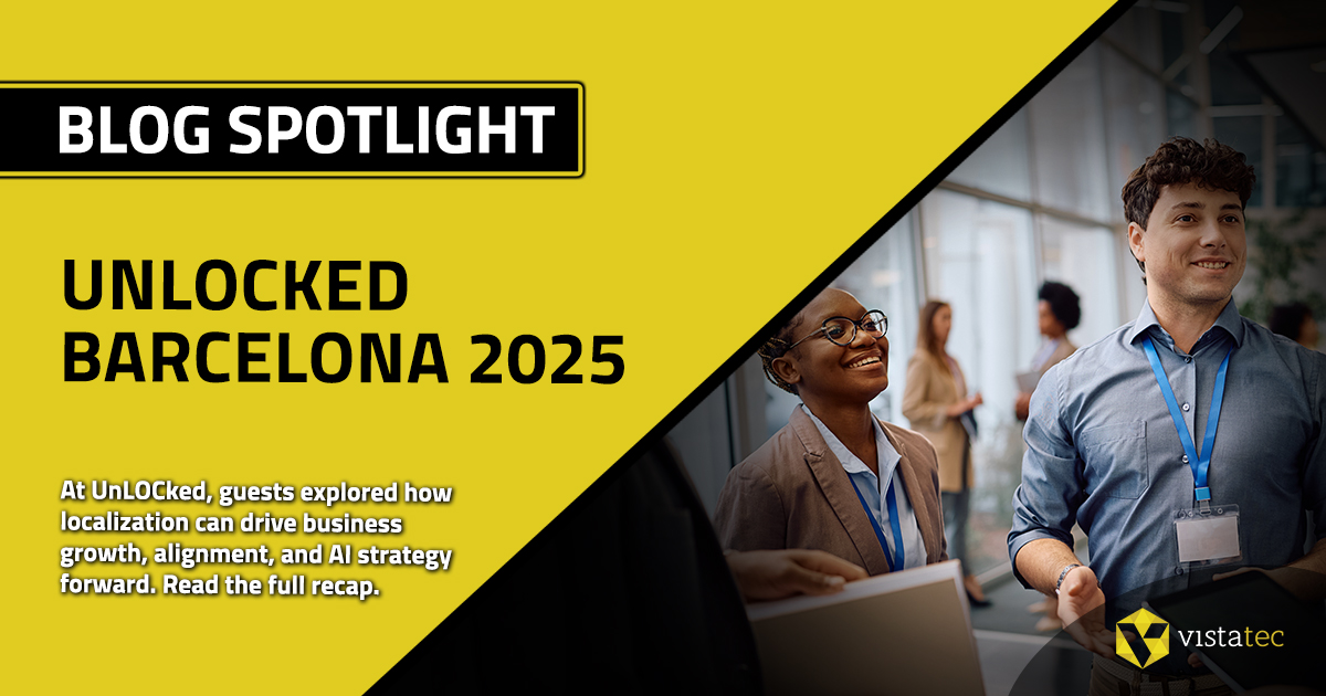 Take a look at the key takeaways from UnLOCked Barcelonda 2025, hosted by Vistatec and Phrase. vistatec.com/unlocked-barce… 

The event featured a terrific keynote by Kevin O’Donnell, titled "Shifting Left for Impact: Turning Localization into a Growth Driver."