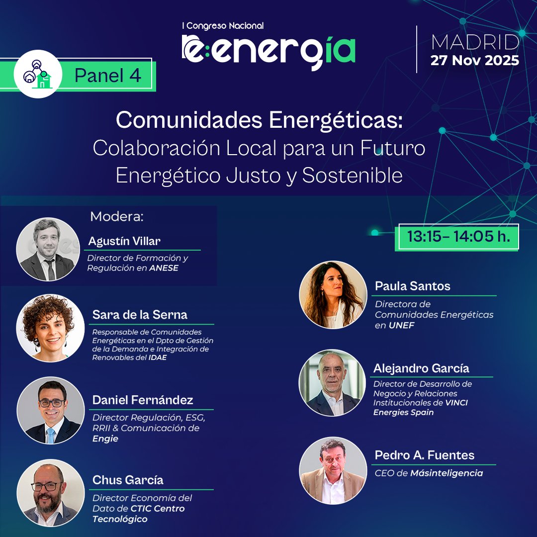 eifede_e's tweet photo. Panel 4 | Comunidades Energéticas ⚡
La transición también se impulsa desde lo local

@IDAEenergia | @UNEFotovoltaica | Engie | @VINCI | CTIC | Másinteligencia y @ANESEASOCIACION .

Entradas en https://t.co/MSaSVkaLv0 https://t.co/MoaBOyRzo8