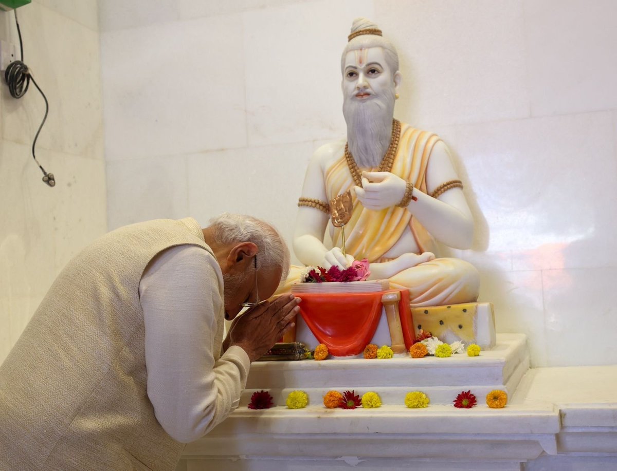 narendramodi's tweet image. Today, before the Dharma Dhwajarohan Utsav at the Shri Ram Janmabhoomi Mandir in Ayodhya, I was blessed with the opportunity to pray and seek blessings at the Sapt Mandir complex within the temple premises.