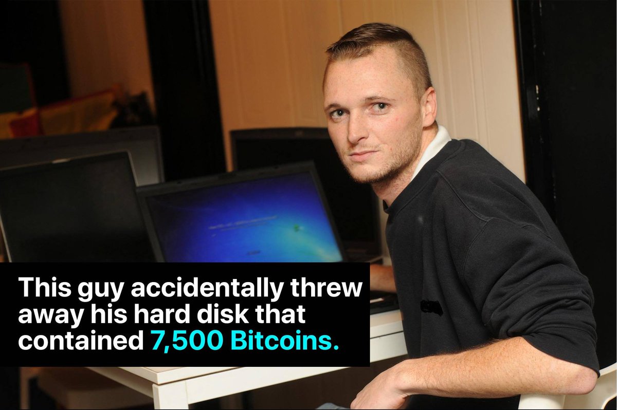 In 2013, British programmer James Howells accidentally threw away a hard  drive with 7,500 #BTC 💻💸 For 12 years he tried to recover it, even  offering the city 30% of any recovered #