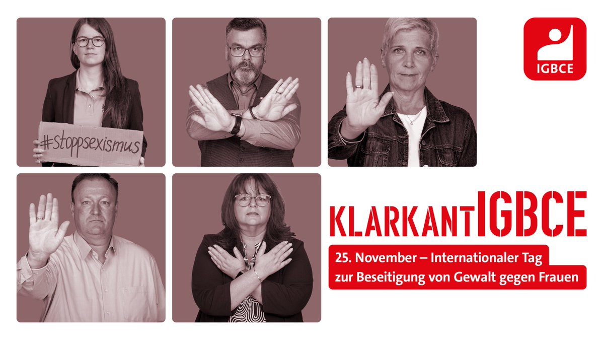igbce's tweet photo. Heute ist der Internationale #TagGegenGewaltAnFrauen. Als IGBCE zeigen wir klare Kante bei diesem Thema – denn es geht uns alle an!

➡ https://t.co/3zhLU55hlS https://t.co/9mJY4Fz1a4