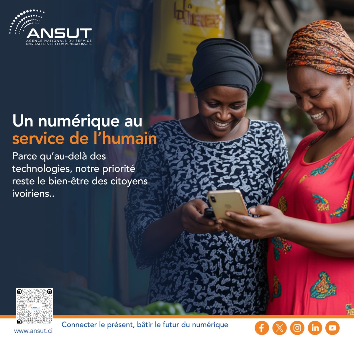 🌐 Mettre le numérique au service des citoyens

À l’ANSUT, nous plaçons le bien-être des Ivoiriens au cœur de chaque initiative. Les technologies ne sont pas une fin, mais un moyen de créer un impact positif et inclusif pour tous.

📌 Visitez notre site web :