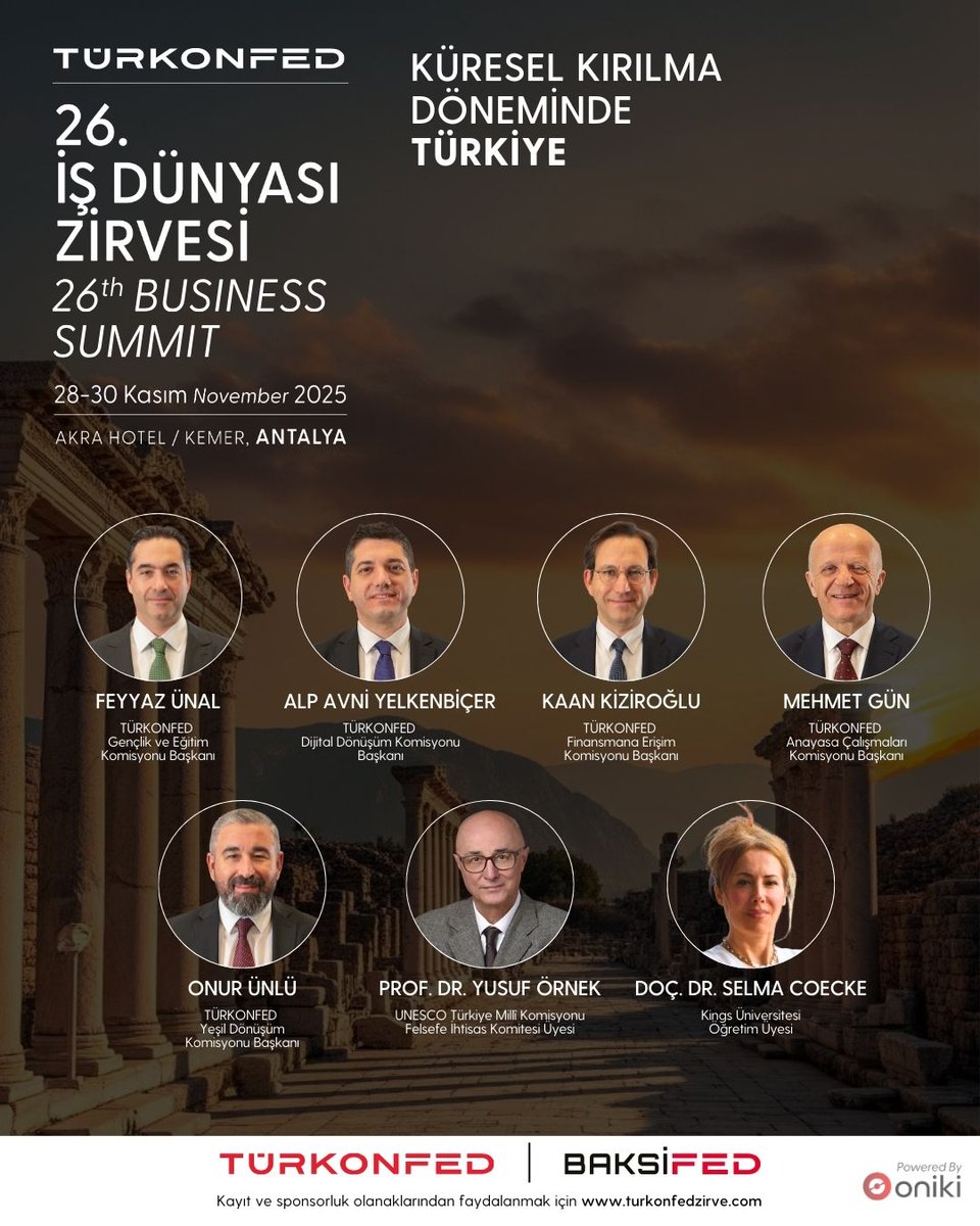 BAKSİFED ev sahipliğinde gerçekleşen TÜRKONFED 26. İş Dünyası Zirvesi, 28–30 Kasım’da Akra Kemer’de.  

Oniki’nin yapay zekâ destekli B2B eşleştirmesiyle 3 gün boyunca yüksek verimli networking sizi bekliyor.

Siz de yerinizi hemen ayırtın:
📌 turkonfedzirve.com