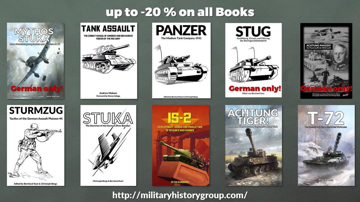 MilHiVisualized's tweet image. We have currently up to 20 % off on all our books, check them out here: lulu.com/spotlight/mhg/… aware that Mythos Stuka, StuG and Achtung Panzer are only available in German. All the other books are English or English/German. Translations are in progress, but may take a while.