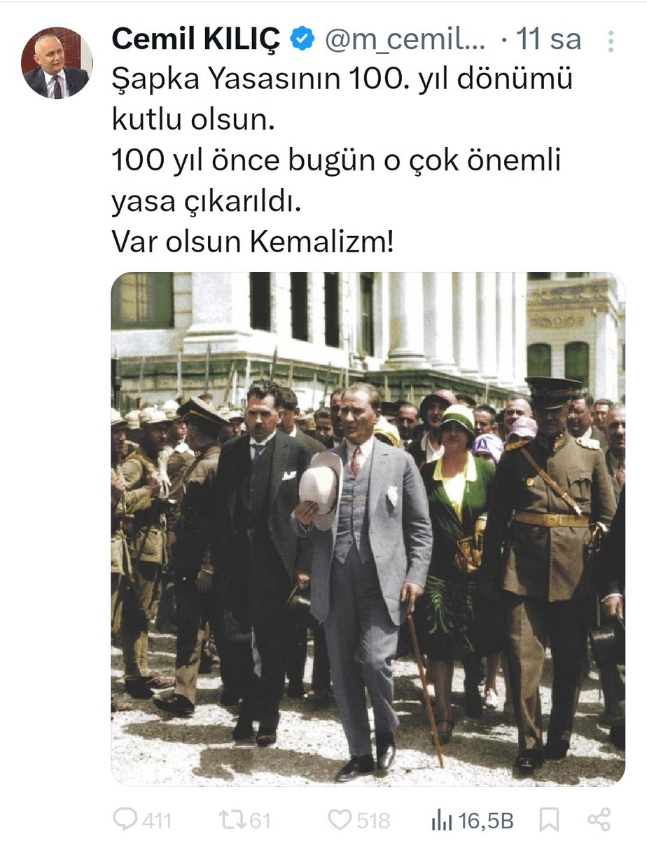 CHP lilere bir soru:
Takmadığınız şapka'nın yasasının yıl dönümünü niye kutluyor sunuz  ? 😂
Madem takmayacaktınız neden yasa yaptınız  ? <a href="/m_cemilkilic/">Cemil KILIÇ</a>